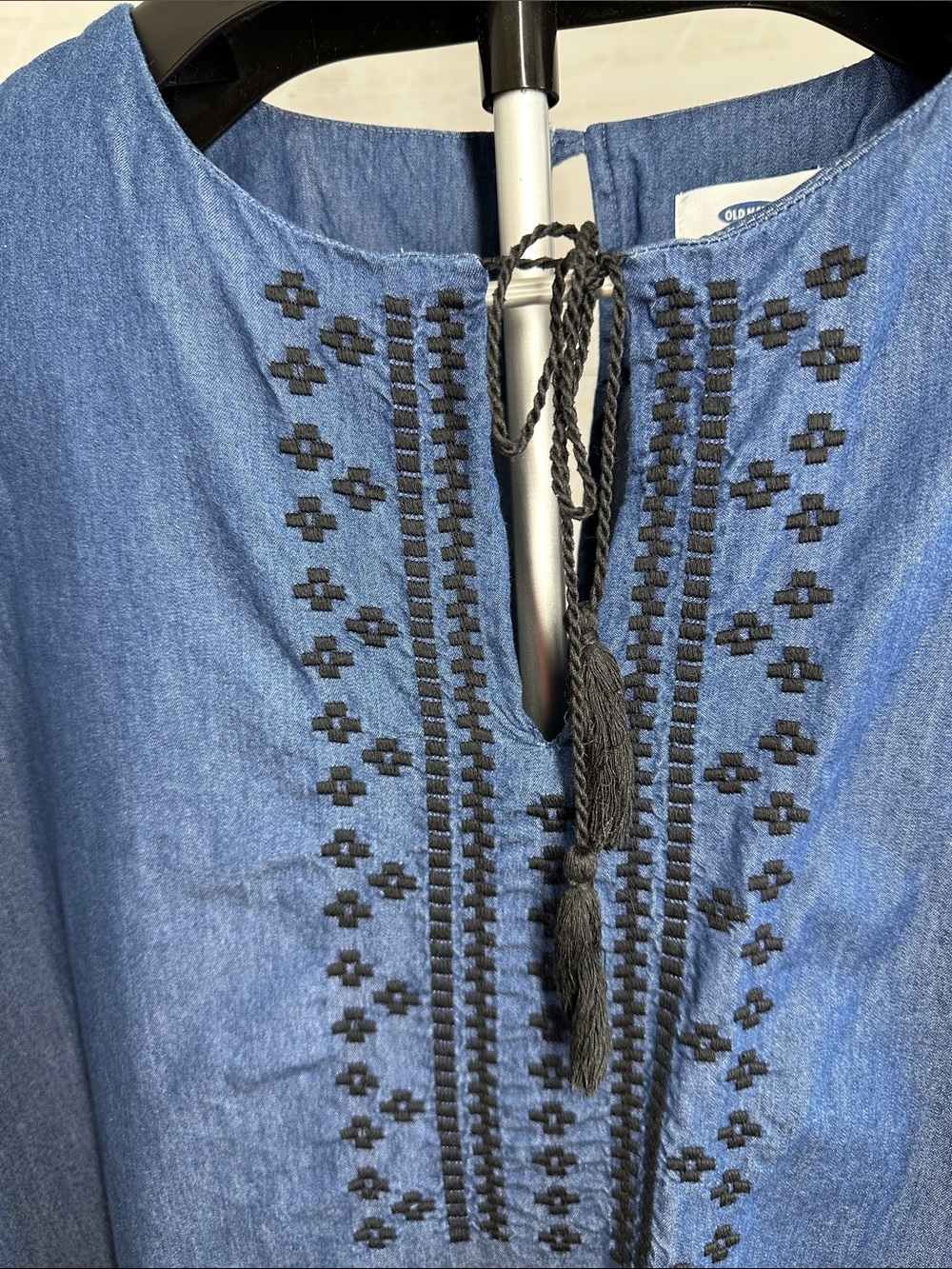 Old Navy Navy Blue Embroidered Dress. Sz. L - Picture 2 of 6